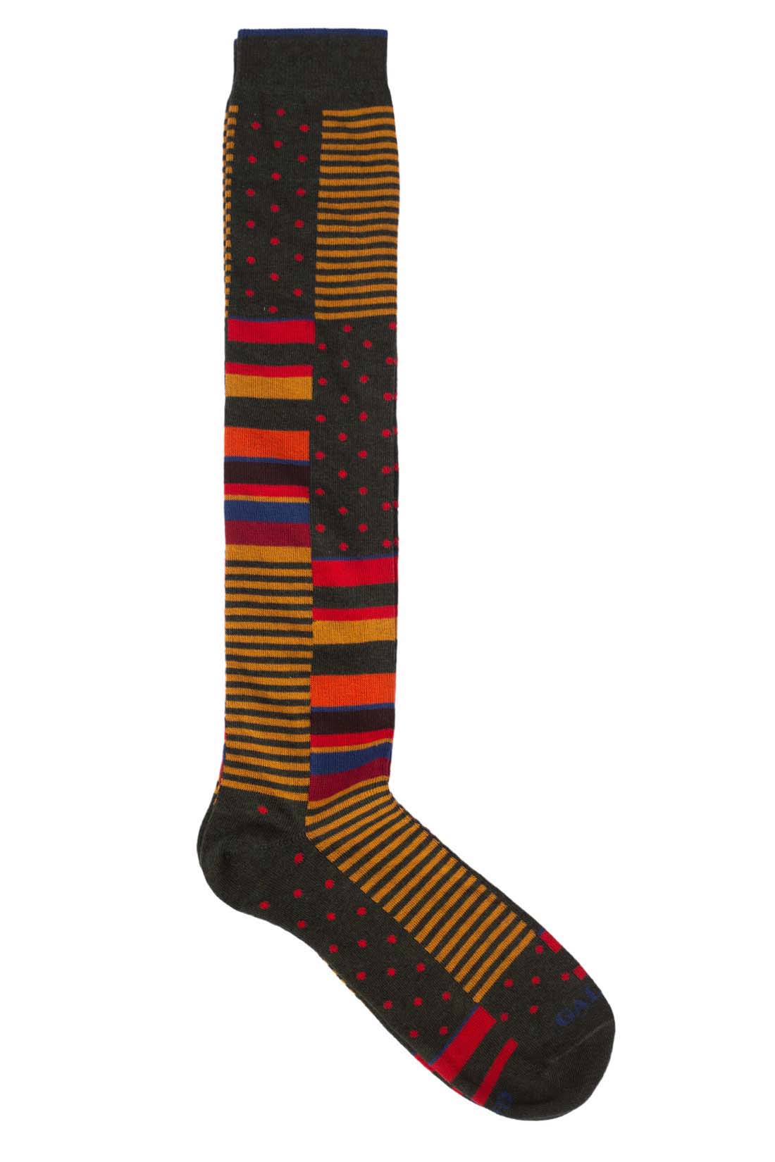 GALLO - Men's long socks with stripes and polka dots pattern  - Size One size