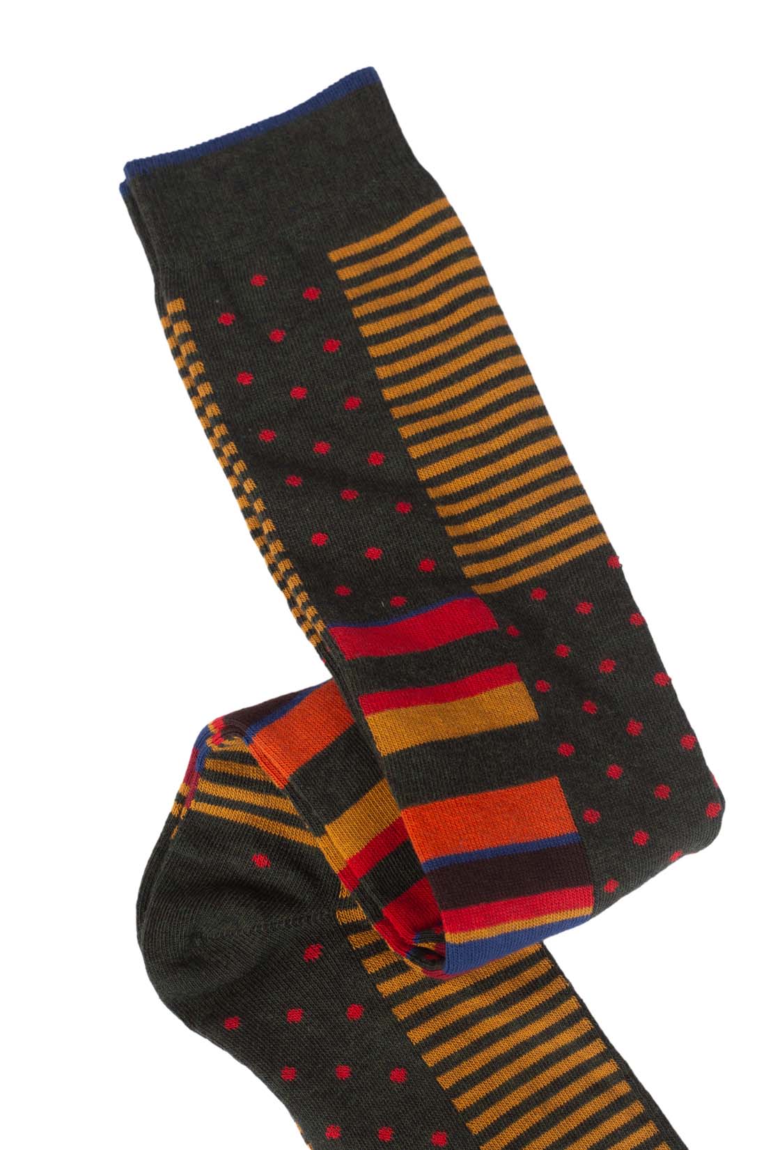 GALLO - Men's long socks with stripes and polka dots pattern  - Size One size