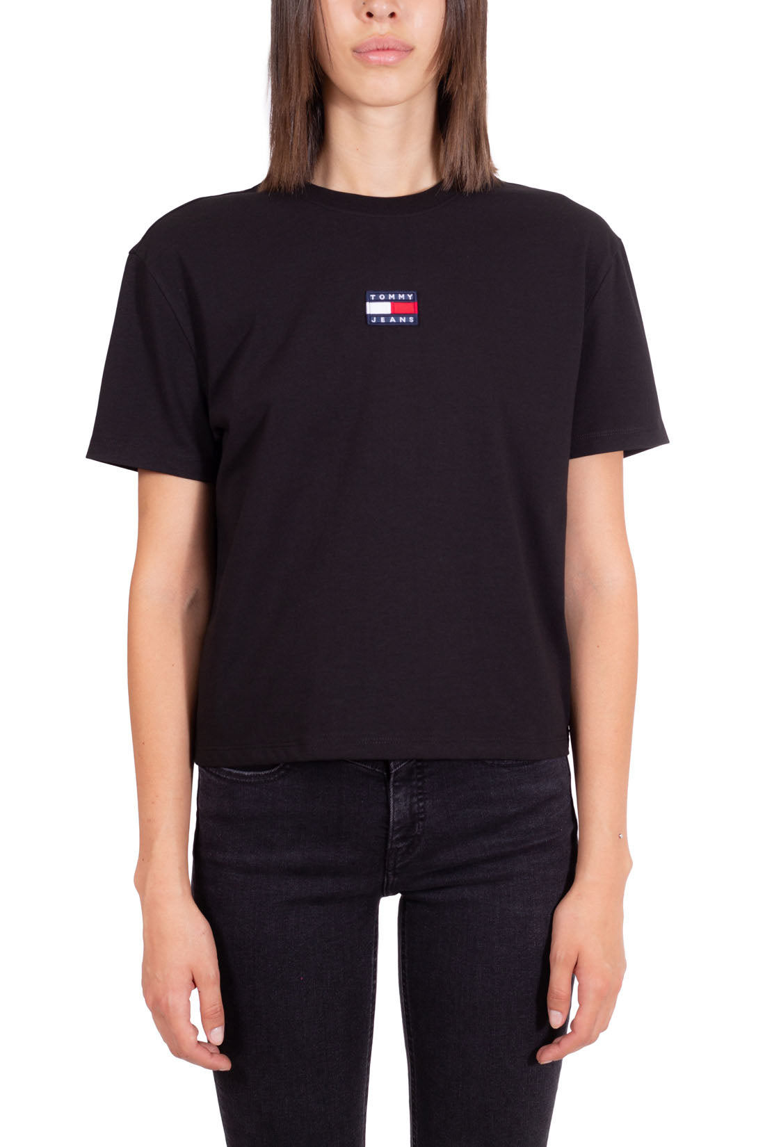 TOMMY JEANS - Women's boxy crop T-shirt with logo patch  - Size S-5