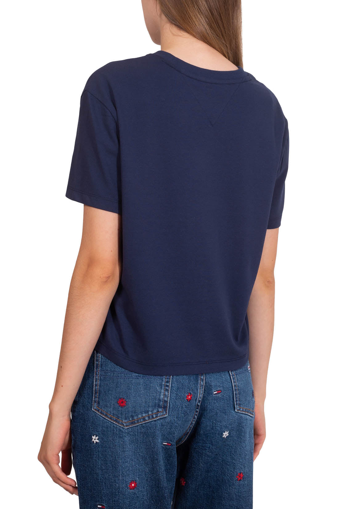TOMMY JEANS - Women's boxy crop T-shirt with logo patch  - Size S-22