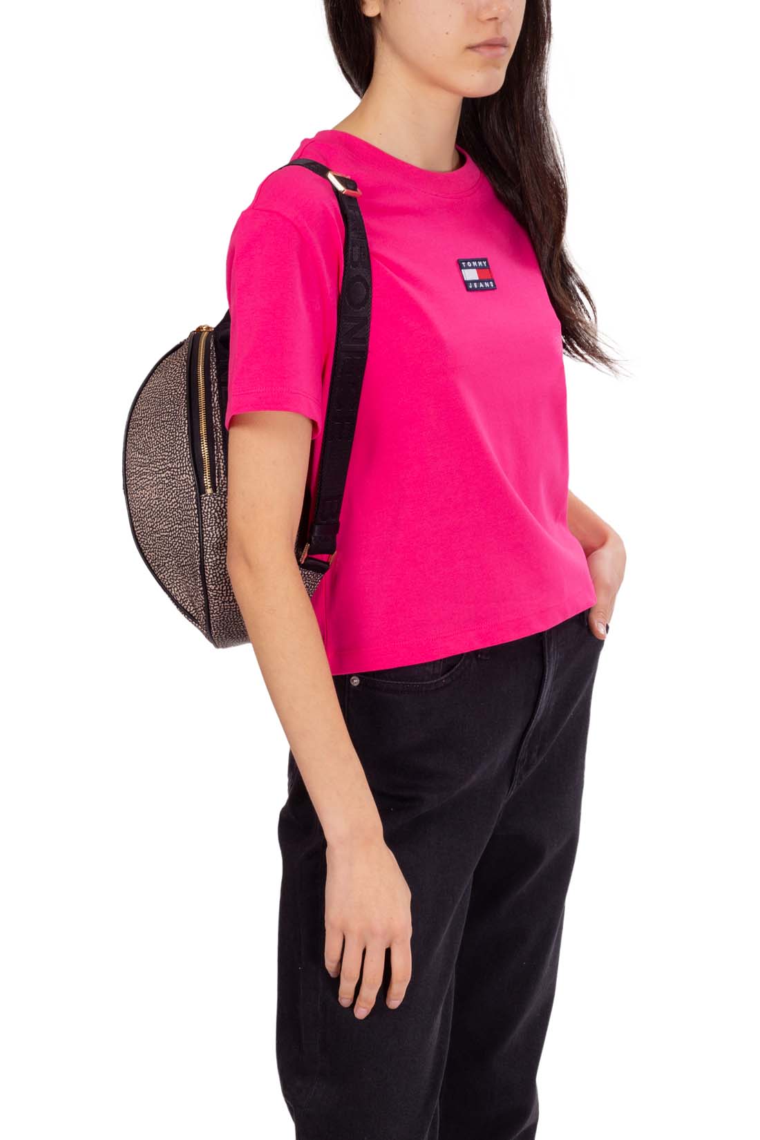 TOMMY JEANS - Women's boxy crop T-shirt with logo patch  - Size S-27