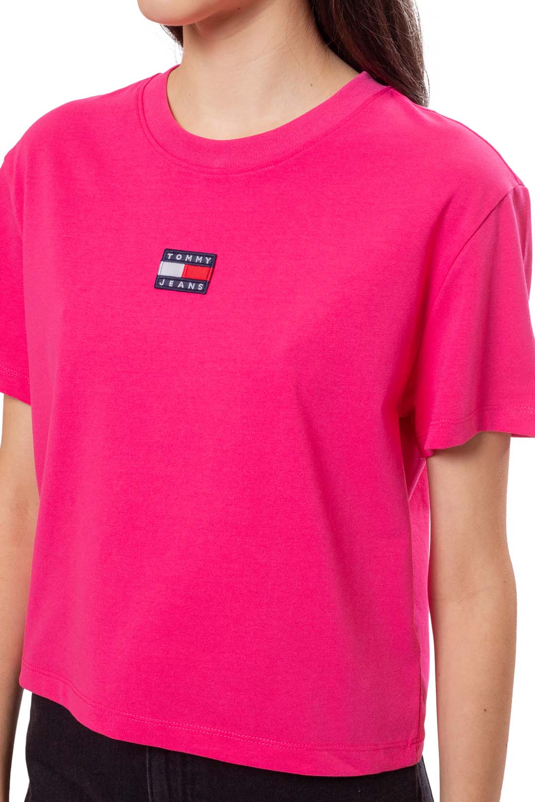 TOMMY JEANS - Women's boxy crop T-shirt with logo patch  - Size S-24