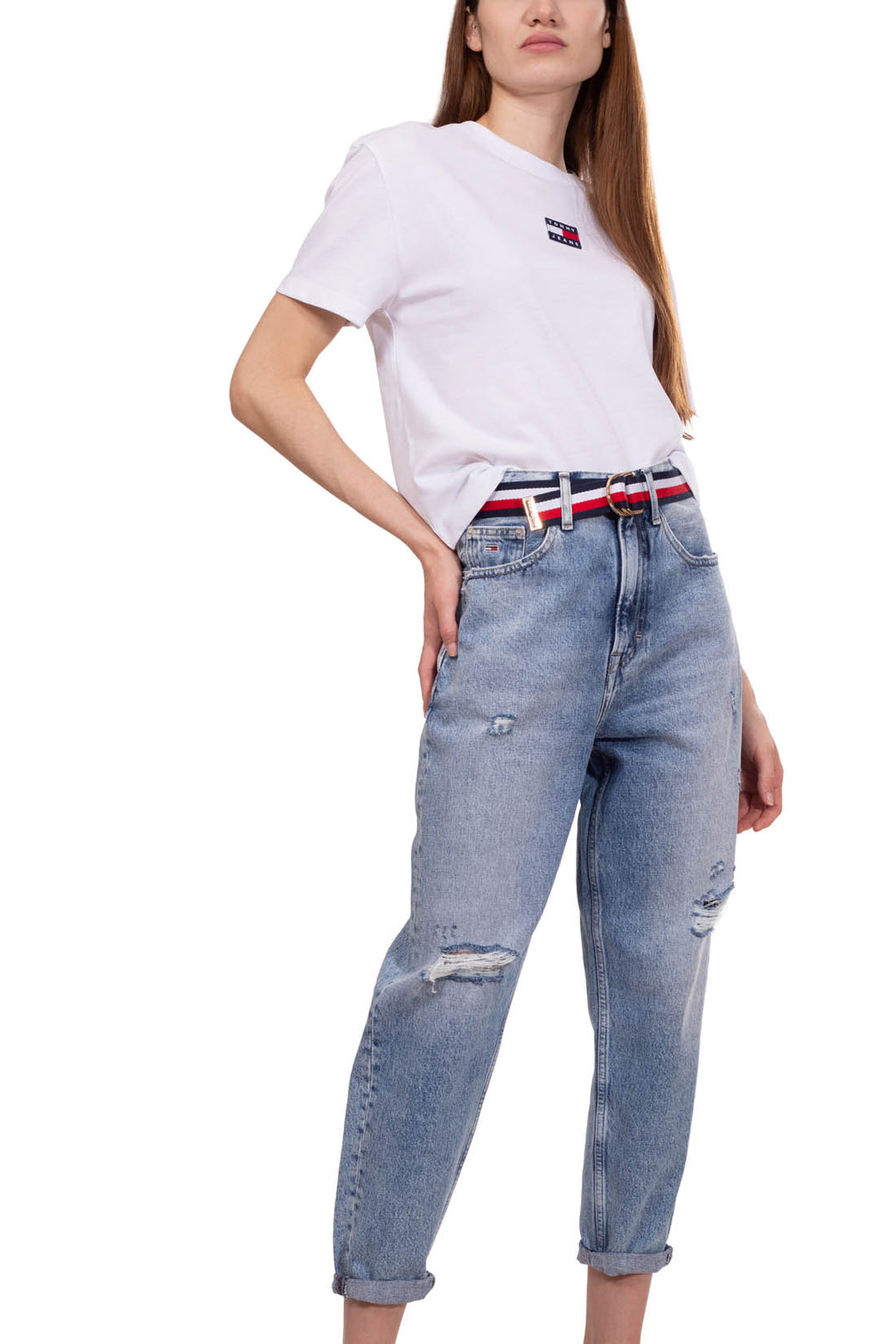 TOMMY JEANS - Women's boxy crop T-shirt with logo patch  - Size S-15