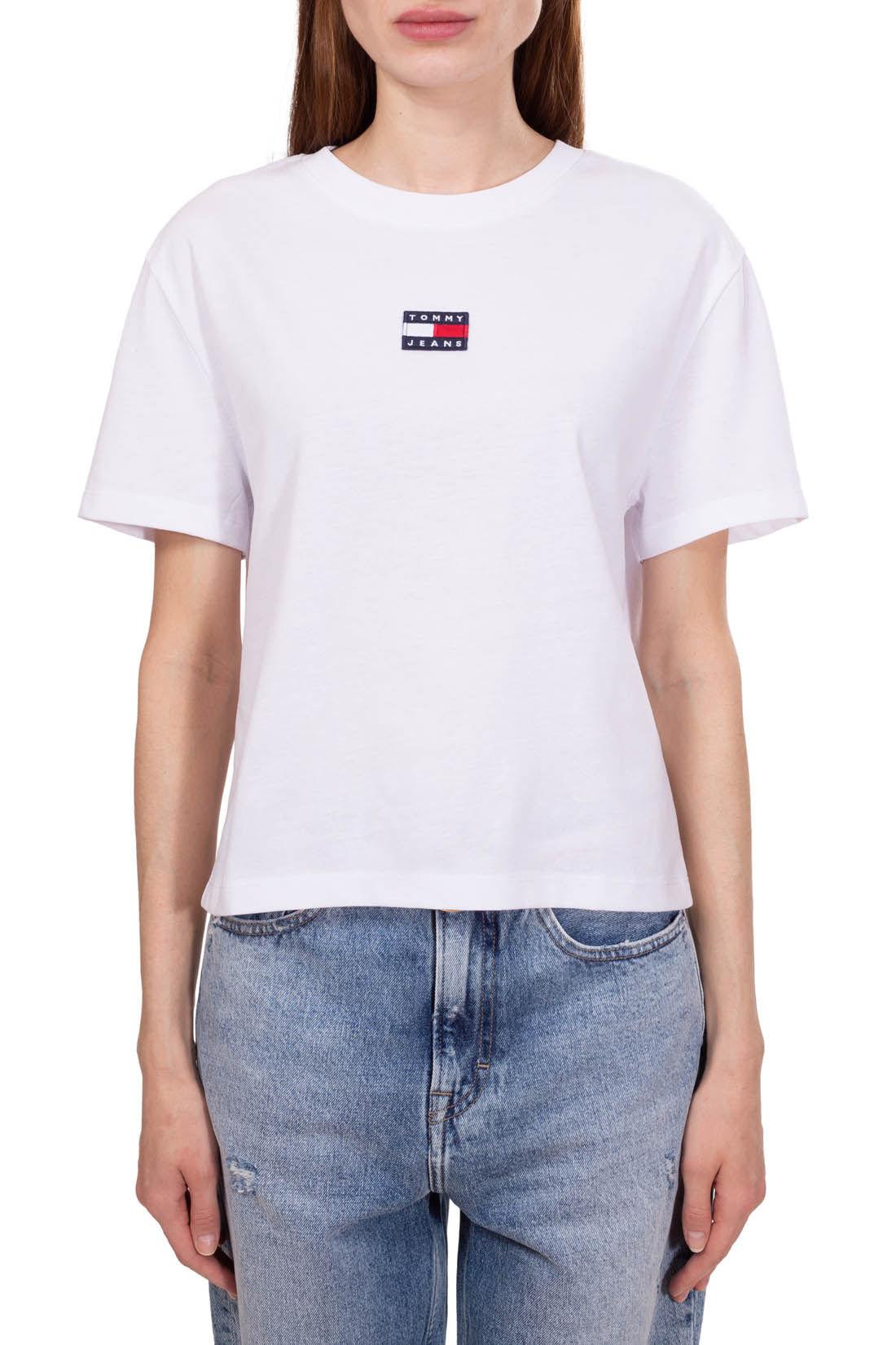 TOMMY JEANS - Women's boxy crop T-shirt with logo patch  - Size S-13