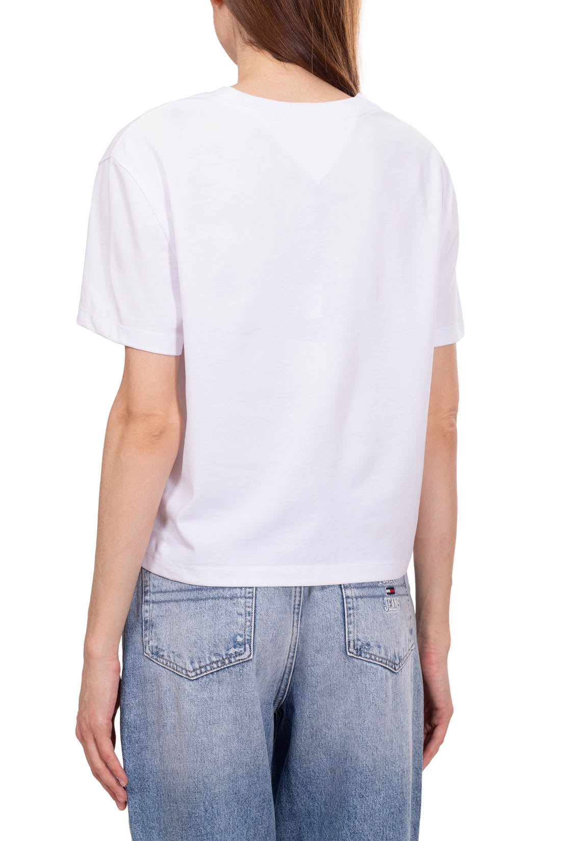 TOMMY JEANS - Women's boxy crop T-shirt with logo patch  - Size S-14