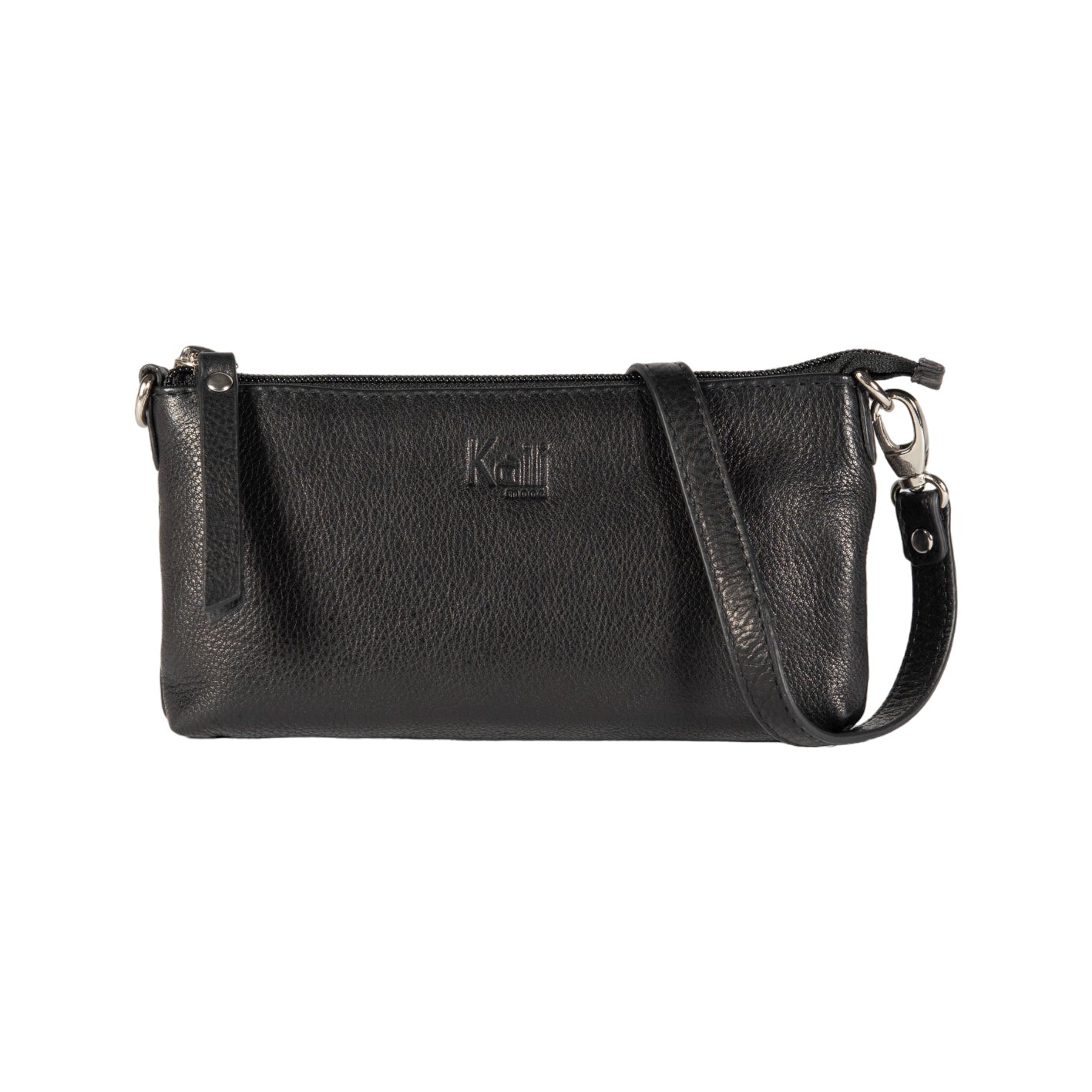 K0013AB | Tracollina Donna in Vera Pelle pieno fiore, con leggera grana. Tracolla removibile. Accessori Nickel Lucido. Colore Nero. Dimensioni: cm 20 x 10,5 x 2. Confezione: Sacchetto Tnt-0