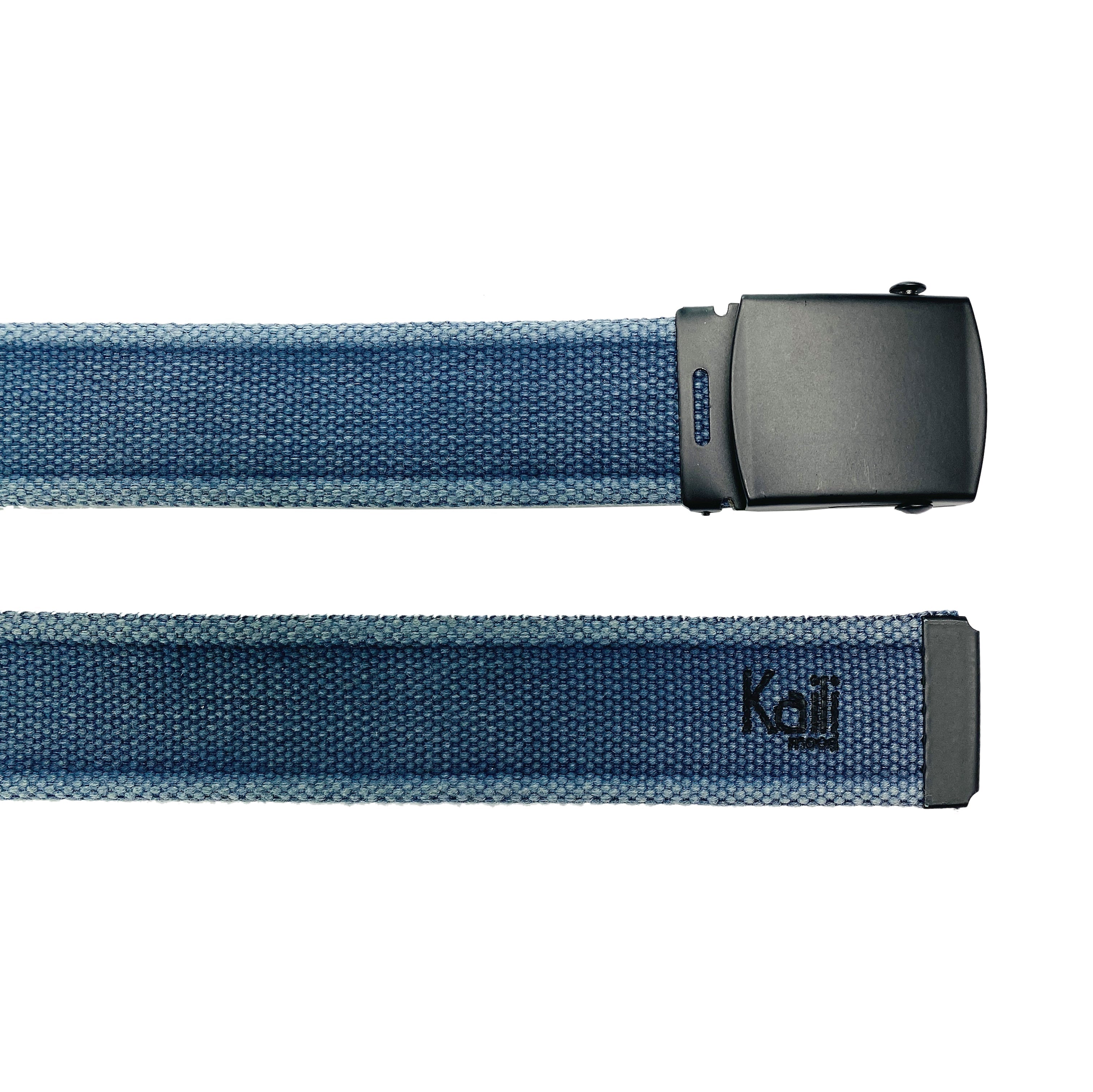 K4010DB | Cintura Nastro Canvas Stone Washed Col. Blu con Fibbia Nero Opaco. Dimensioni: cm 125 x 4 x 0,5 Taglia Unica - Accorciabile. Confezione: Gift Box rigido fondo/coperchio-2