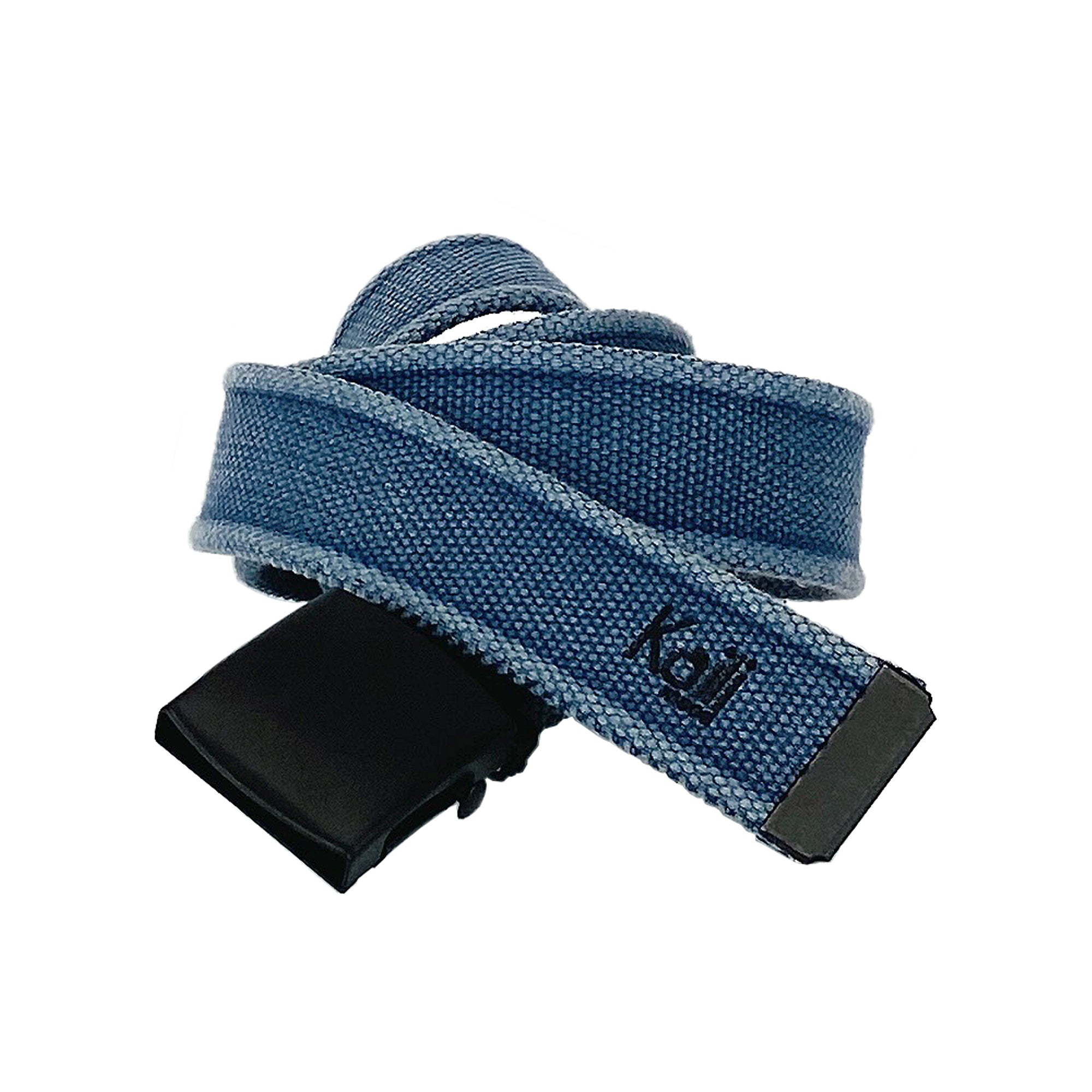 K4010DB | Cintura Nastro Canvas Stone Washed Col. Blu con Fibbia Nero Opaco. Dimensioni: cm 125 x 4 x 0,5 Taglia Unica - Accorciabile. Confezione: Gift Box rigido fondo/coperchio-3