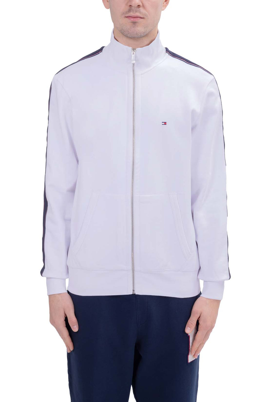 TOMMY HILFIGER - Men's summer sweatshirt with zip and side logo taping-15