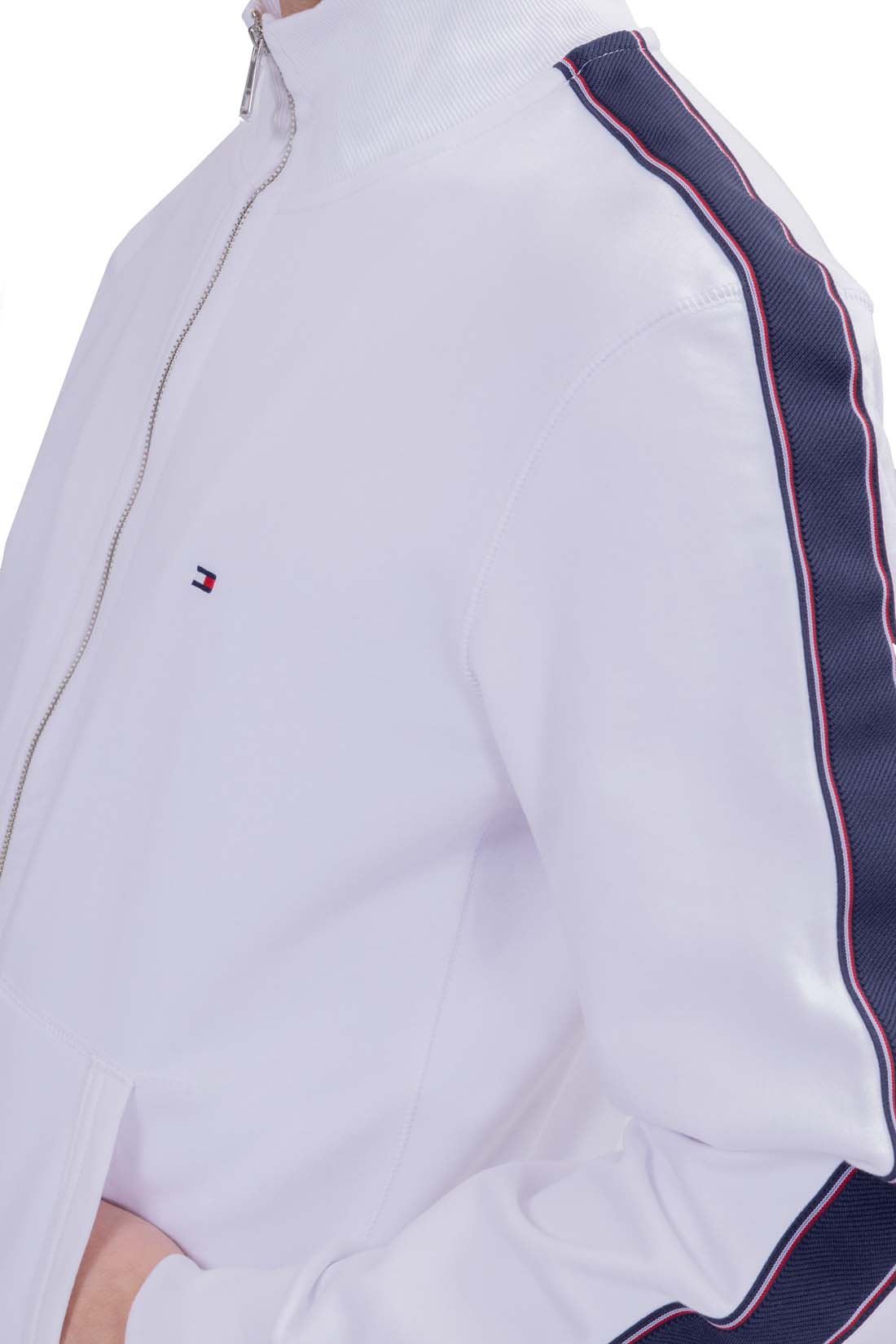 TOMMY HILFIGER - Men's summer sweatshirt with zip and side logo taping-12