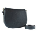 RB1002A | Borsa a Tracolla  in Vera Pelle Made in Italy con Tracolla removibile in pelle e attacchi con fibbie in metallo Oro Lucido - Colore Nero - Dimensioni: cm 26 x 20 x 10-0