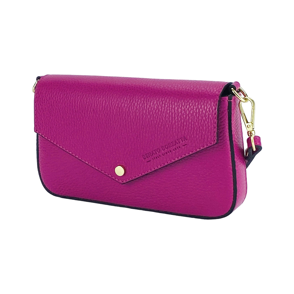 Borsa a Spalla in Vera Pelle Made in Italy — Fucsia