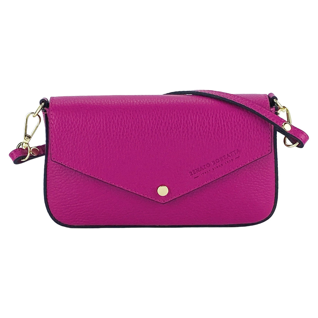 Borsa a Spalla in Vera Pelle Made in Italy — Fucsia