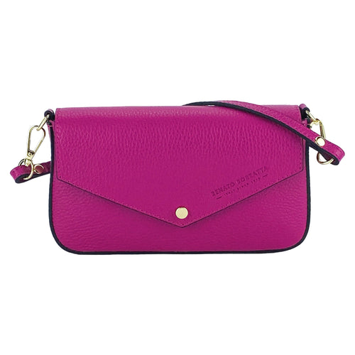 Borsa a Spalla in Vera Pelle Made in Italy — Fucsia