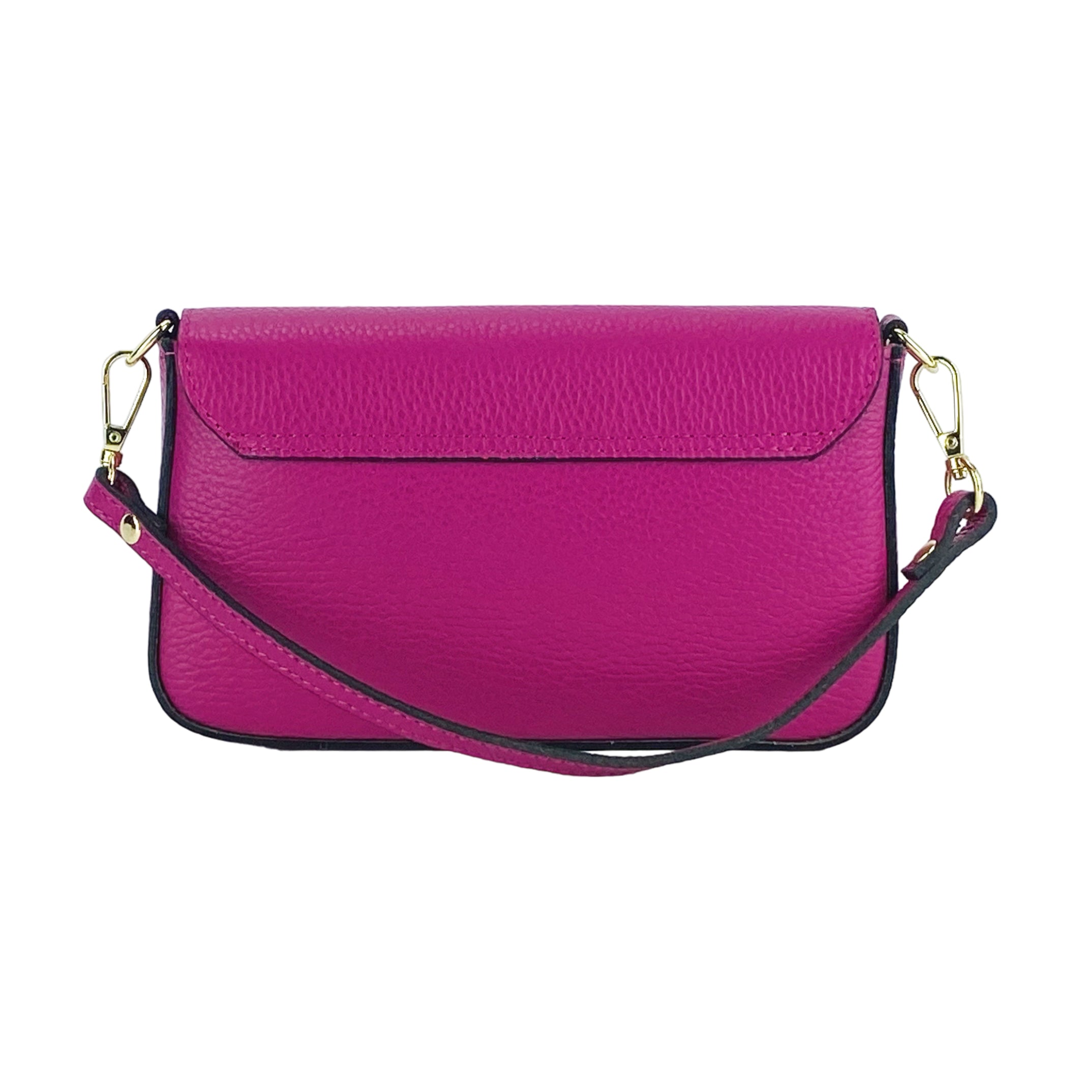 Borsa a Spalla in Vera Pelle Made in Italy — Fucsia