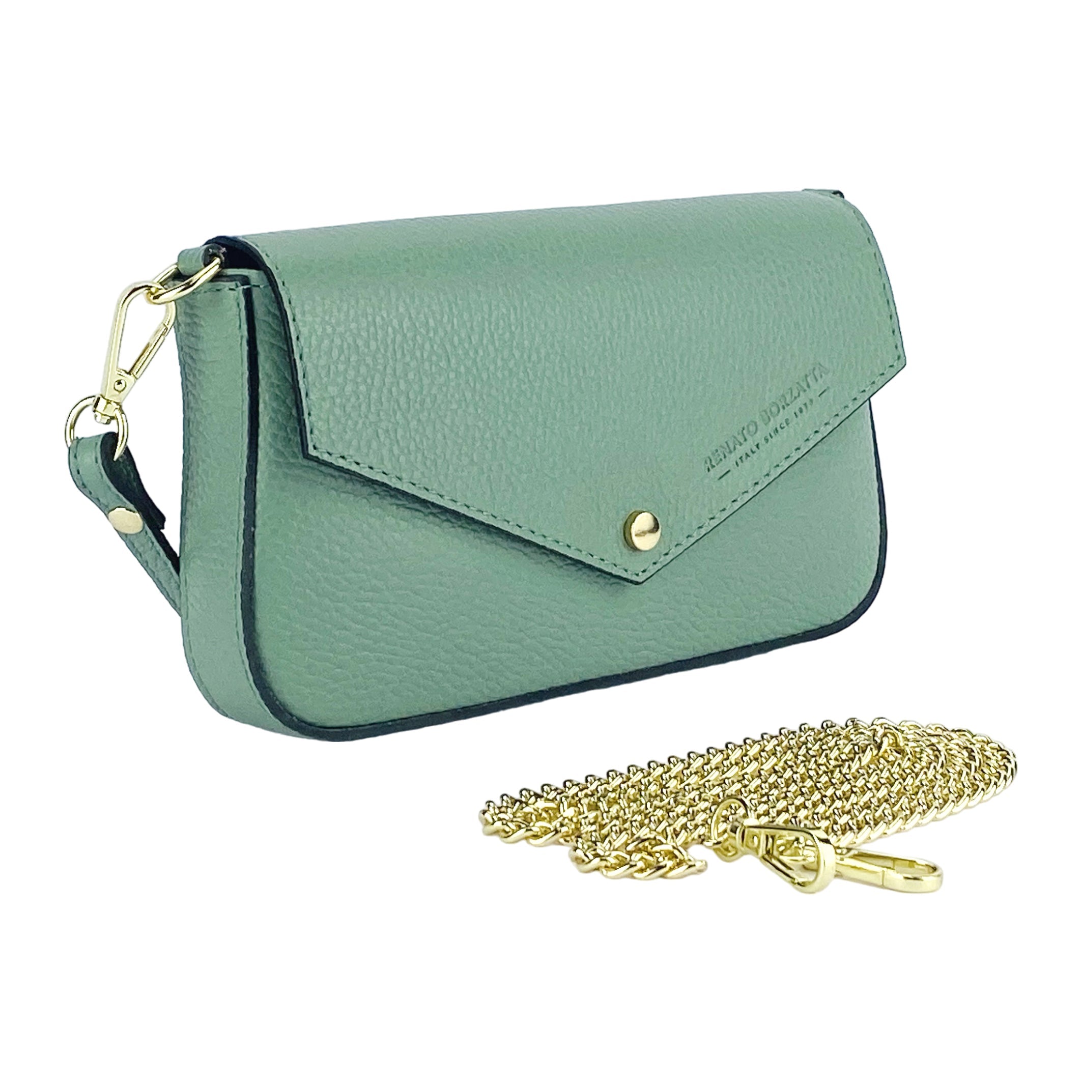 Borsa a Spalla in Vera Pelle Made in Italy — Menta