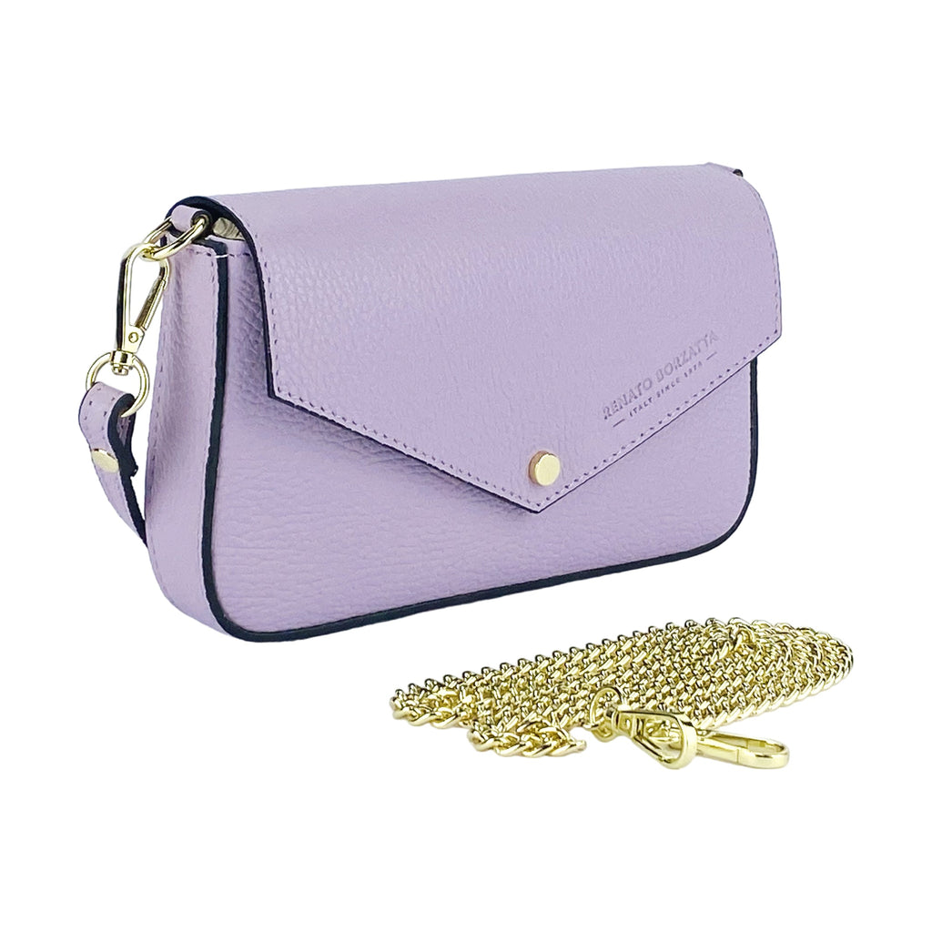 Borsa a Spalla in Vera Pelle Made in Italy — Lilla