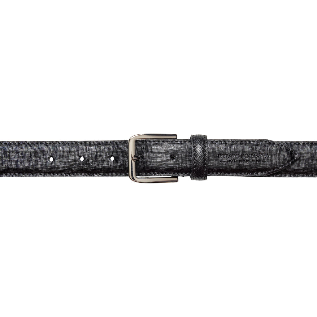 Cintura Donna Made in Italy in Pelle Saffiano — Nera