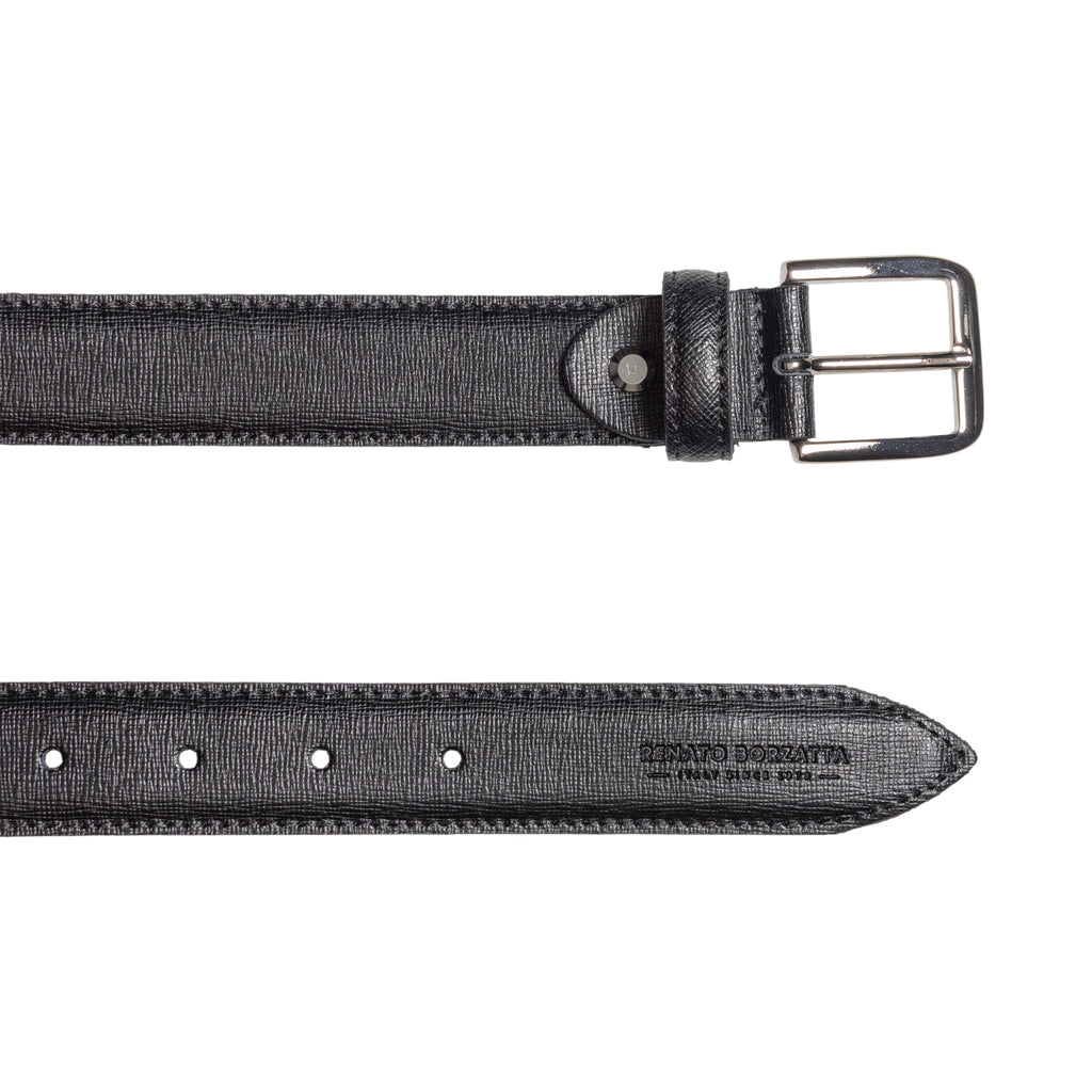Cintura Donna Made in Italy in Pelle Saffiano — Nera