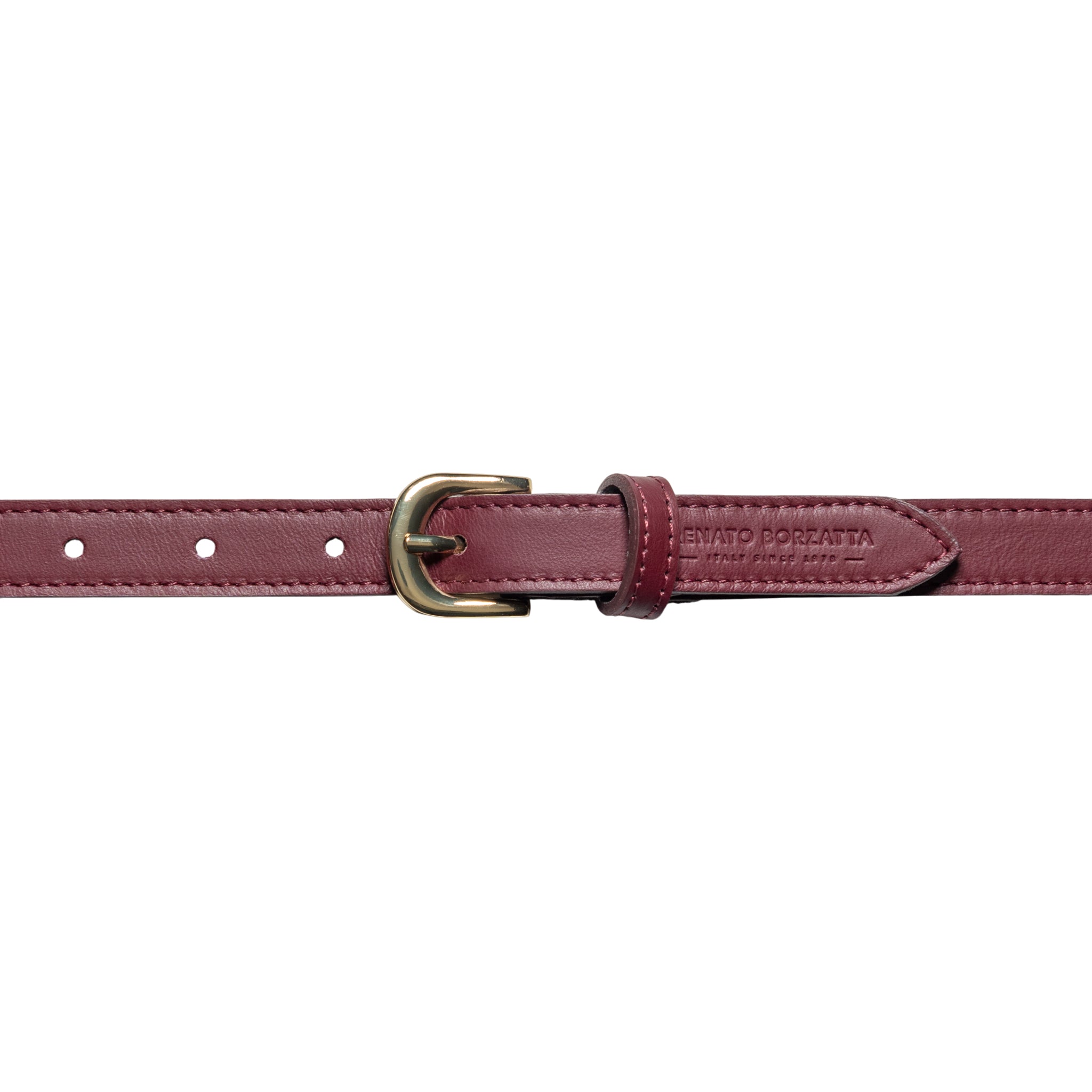 RB4018X | Cintura Donna Made in Italy in Vera Pelle Morbida Sauvage. Fibbia in finitura Oro Lucido. Colore Bodeaux. Dimensioni: cm 115 x 2,0 x 0,5 (giro vita cm 100)-1