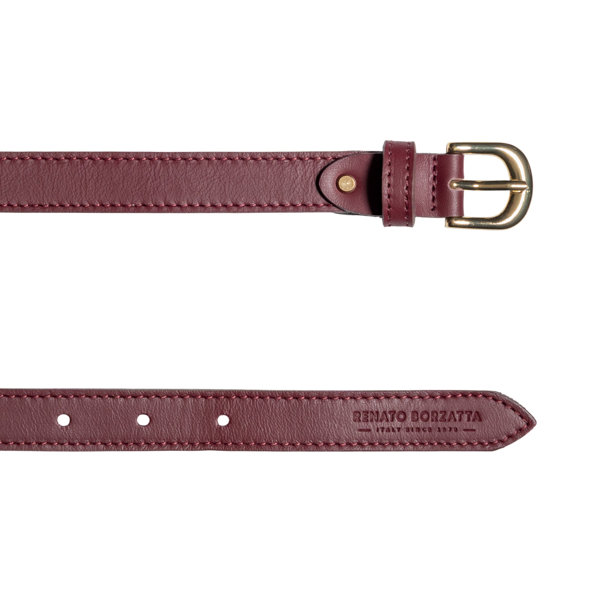 RB4018X | Cintura Donna Made in Italy in Vera Pelle Morbida Sauvage. Fibbia in finitura Oro Lucido. Colore Bodeaux. Dimensioni: cm 115 x 2,0 x 0,5 (giro vita cm 100)-2
