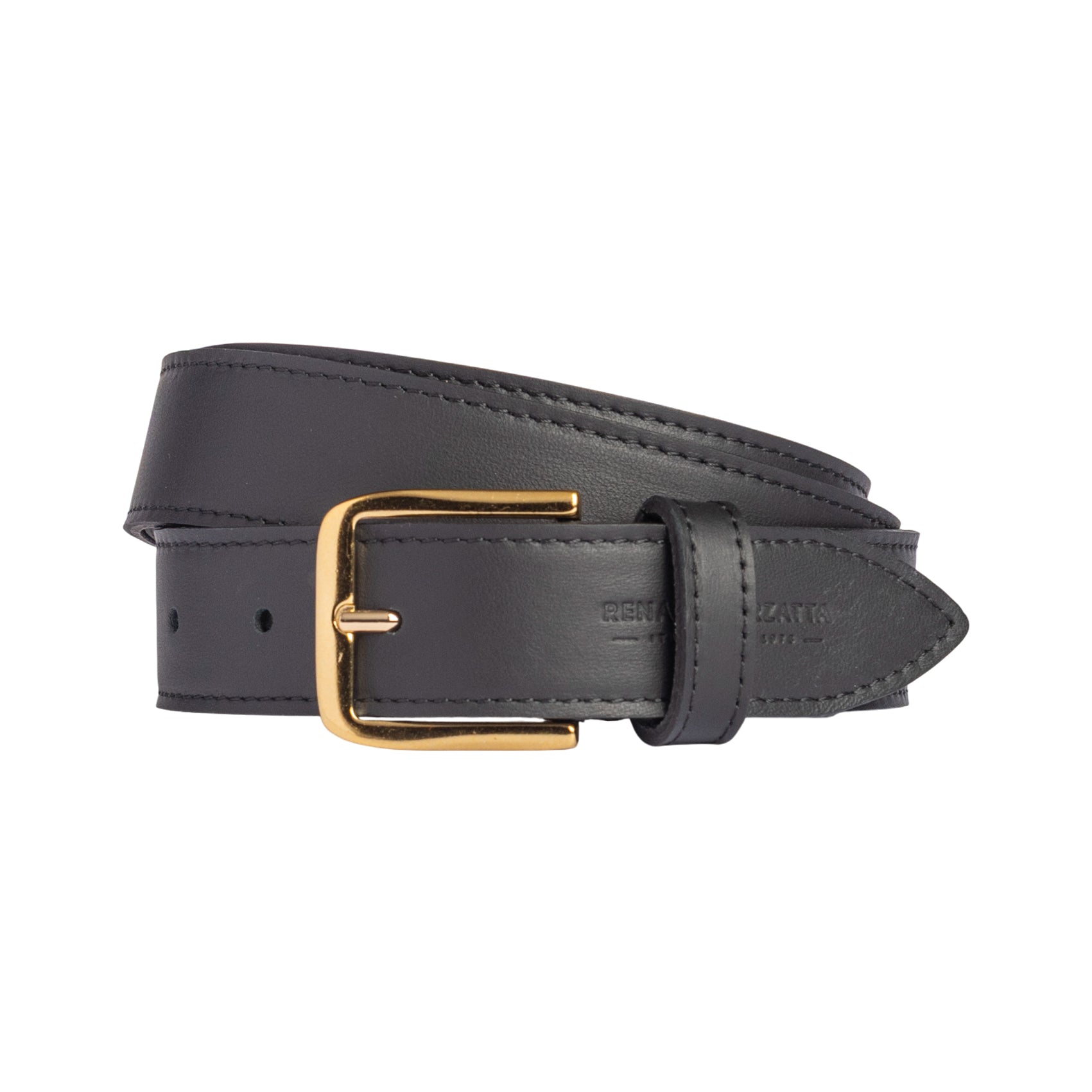 RB4020A | Cintura Donna Made in Italy in Vera Pelle Morbida Sauvage. Fibbia in finitura Oro Lucido. Colore Nero. Dimensioni: cm 115 x 3,0 x 0,5 (giro vita cm 100)-0