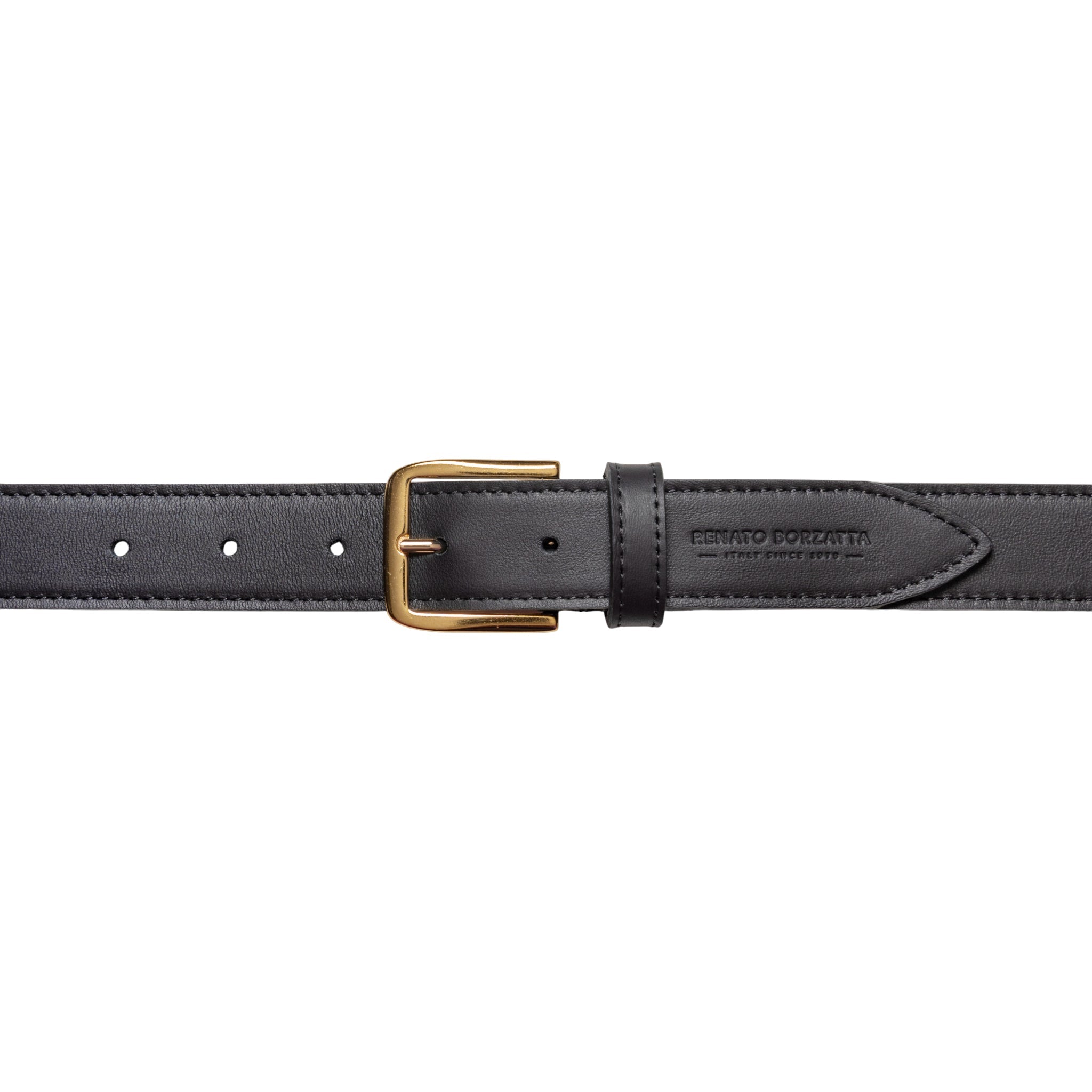 RB4020A | Cintura Donna Made in Italy in Vera Pelle Morbida Sauvage. Fibbia in finitura Oro Lucido. Colore Nero. Dimensioni: cm 115 x 3,0 x 0,5 (giro vita cm 100)-1