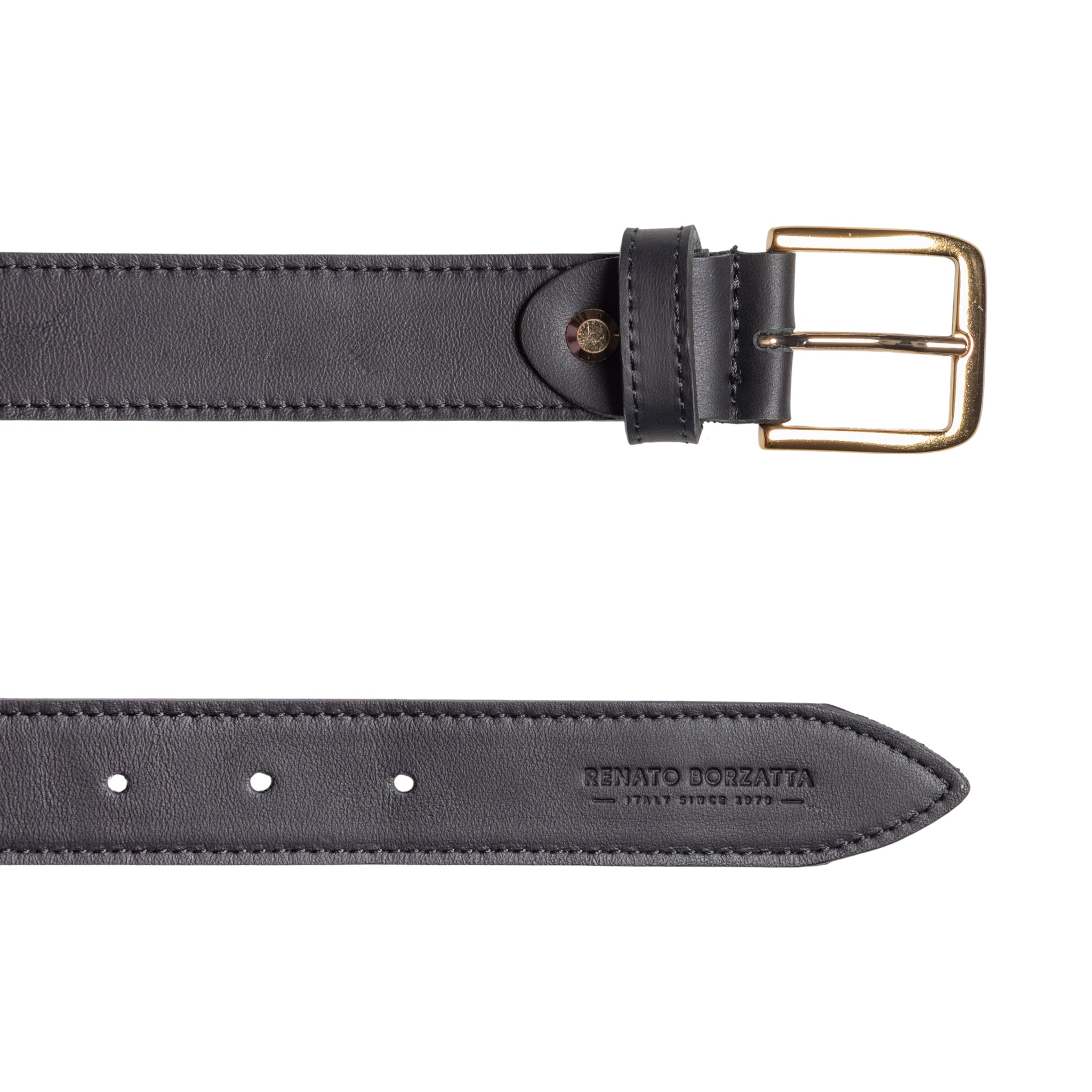 RB4020A | Cintura Donna Made in Italy in Vera Pelle Morbida Sauvage. Fibbia in finitura Oro Lucido. Colore Nero. Dimensioni: cm 115 x 3,0 x 0,5 (giro vita cm 100)-2