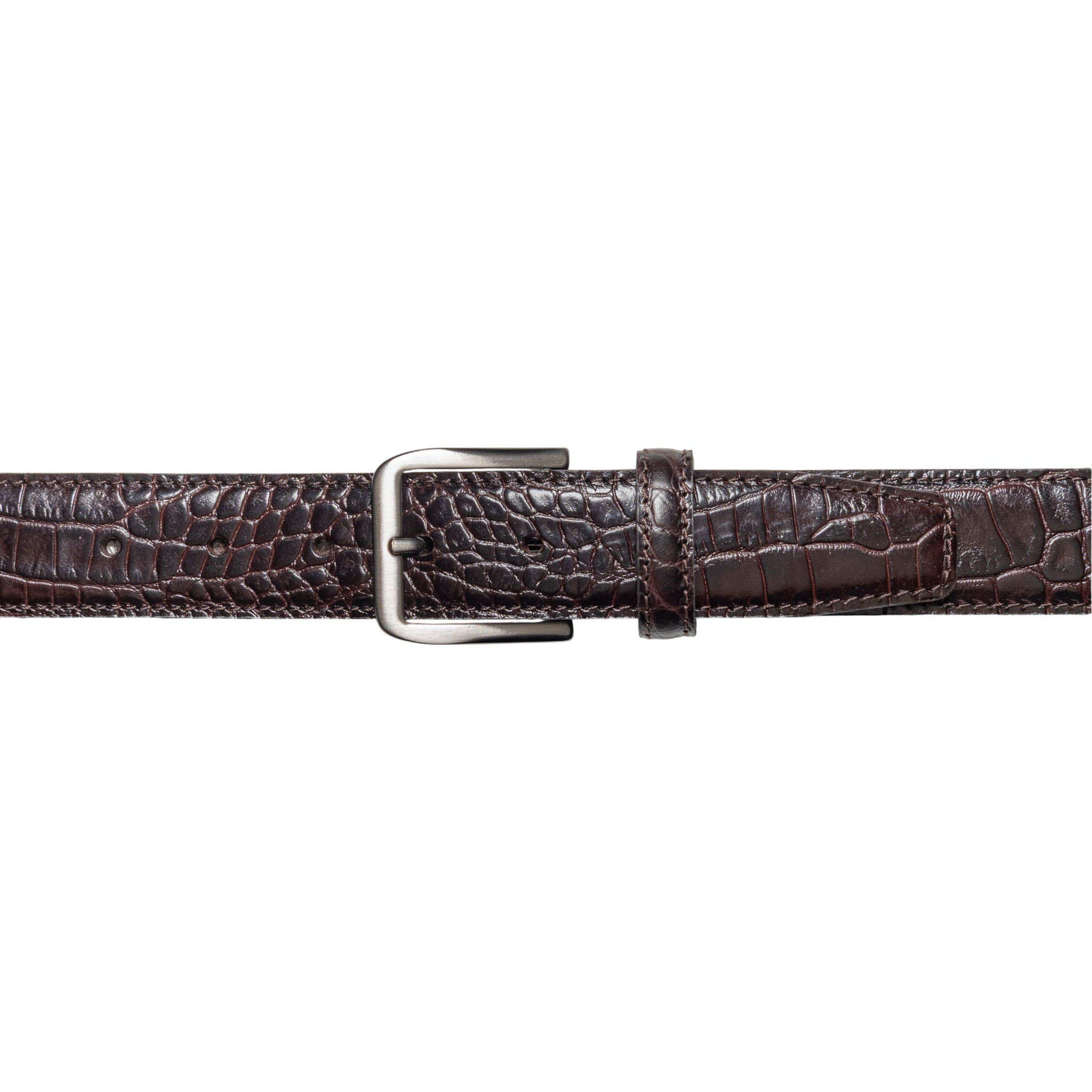 RB4024B | Cintura Uomo Made in Italy in Vera Pelle Pieno Fiore stampata Cocco. Fibbia in finitura Canna di Fucile Satinato. Colore Testa Moro. Dimensioni: cm 125 x 3,5 x 0,5 (giro vita cm 110)-1