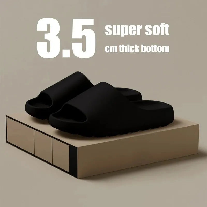 Coconut Slippers Cloud Thick-soled Sandals Summer Fashion Soft Bottom Beach Men Slippers Women's Sandals  EVA Slides | Color:Black