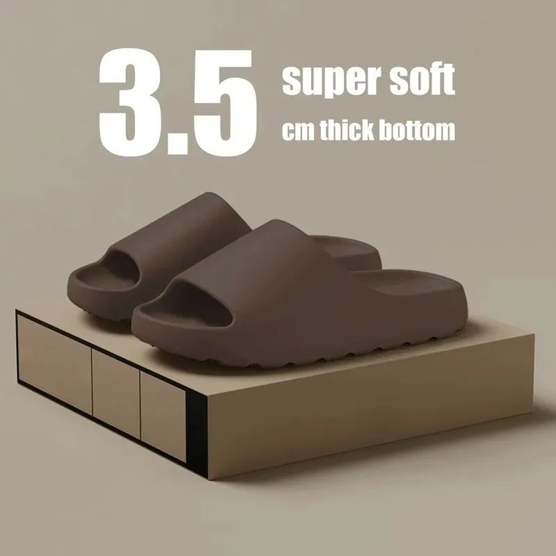 Coconut Slippers Cloud Thick-soled Sandals Summer Fashion Soft Bottom Beach Men Slippers Women's Sandals  EVA Slides | Color:Brown