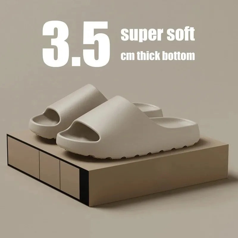 Coconut Slippers Cloud Thick-soled Sandals Summer Fashion Soft Bottom Beach Men Slippers Women's Sandals  EVA Slides | Color:Beige