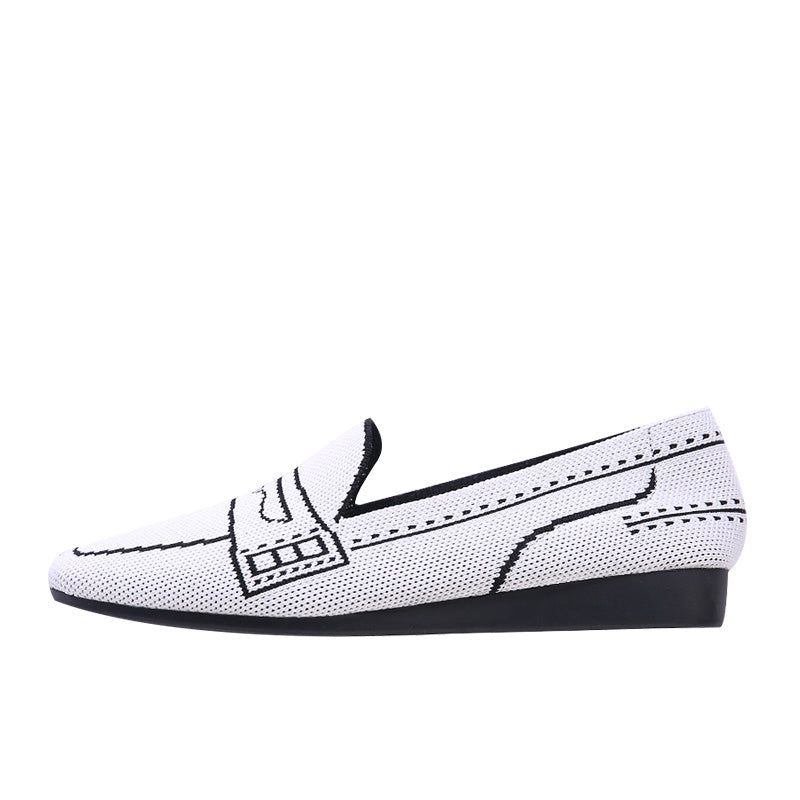 Comfortable Slip On Square Toe Loafers – Contrast Stitch Knit Penny Loafers