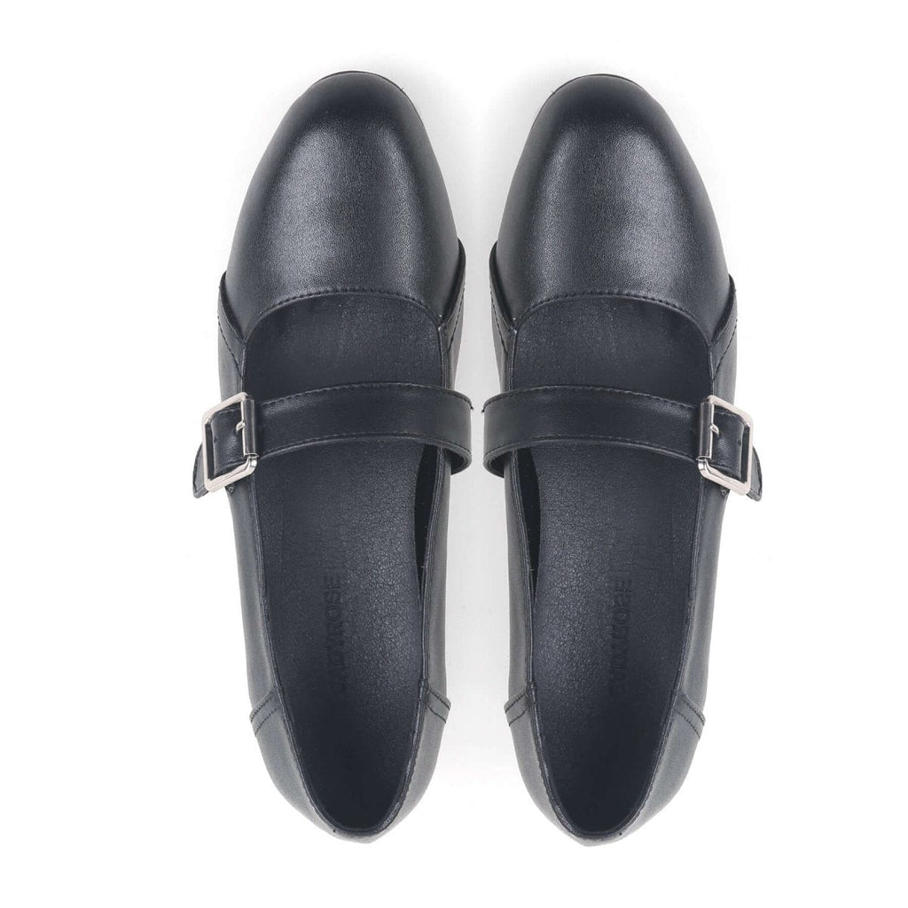 Casual Fringed Black Leather Mary Jane Shoes