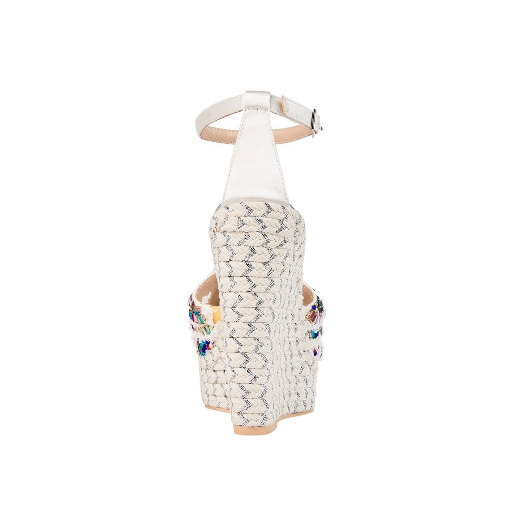 Girly Rhinestone Encrusted White Bohemian Wedges