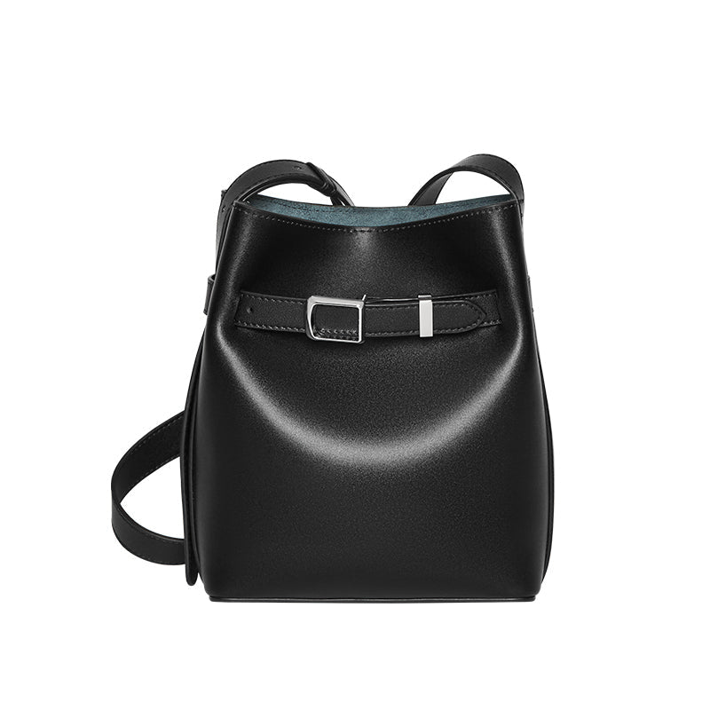 Harper Leather Belt Accent Bucket Crossbody Bag