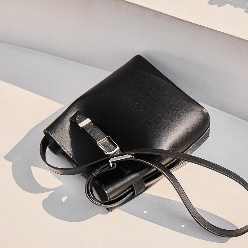 Harper Leather Belt Accent Bucket Crossbody Bag