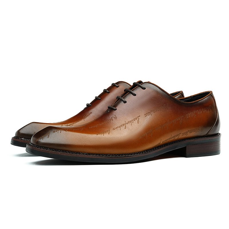 Men’s Elite Leather Oxford Lace Up Shoes with Artistic Scritto Finish