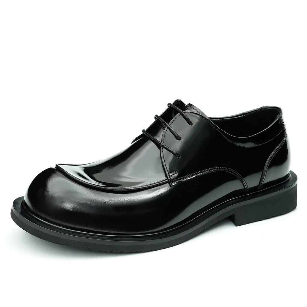 Men’s Glossy Calfskin Sculpted Round Toe Derby Shoes