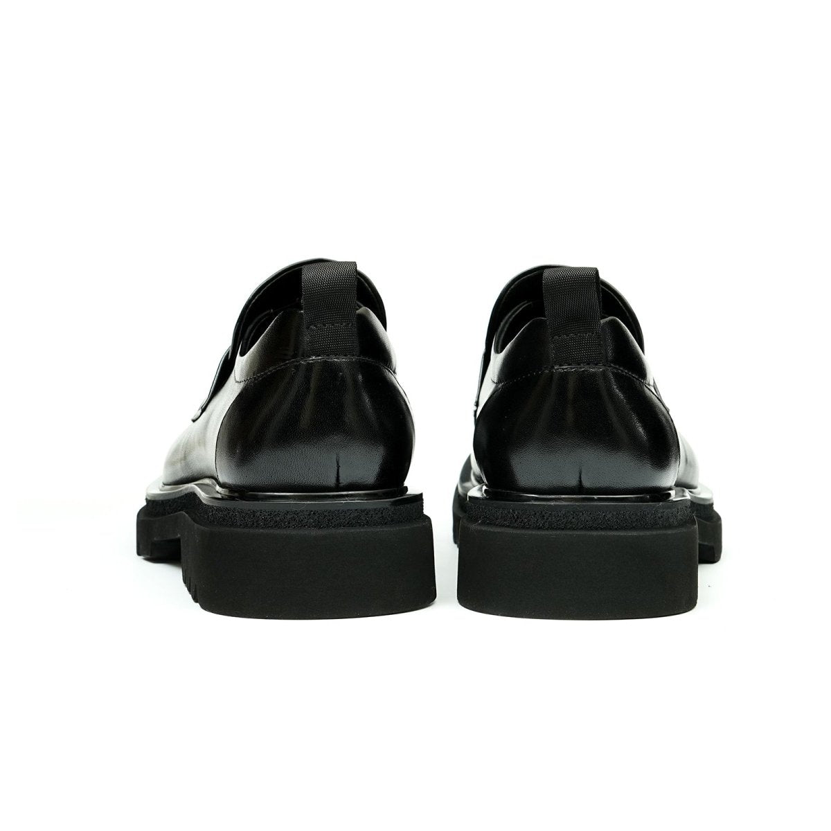 Men’s Glossy Square Toe Polished Calf Leather Shoes