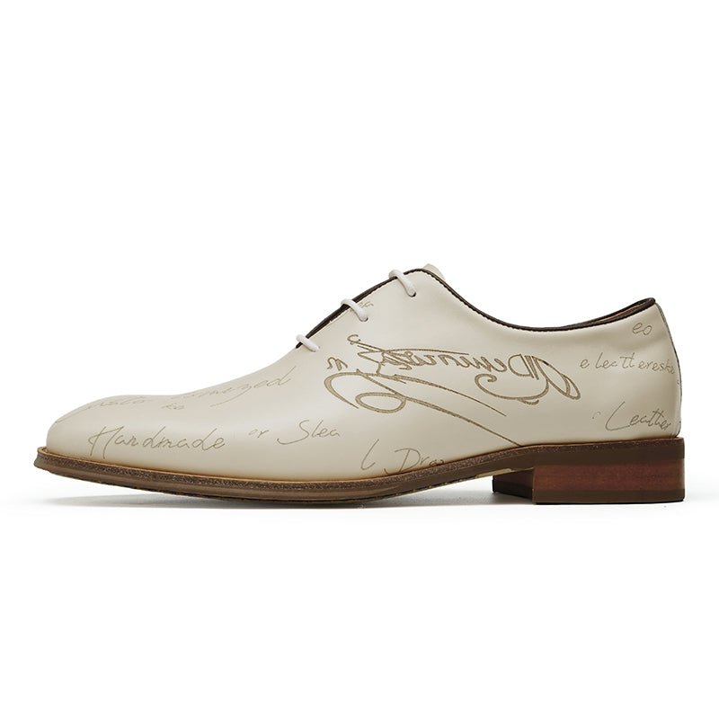 Men’s Script-Engraved Lace up Oxford Dress Shoes