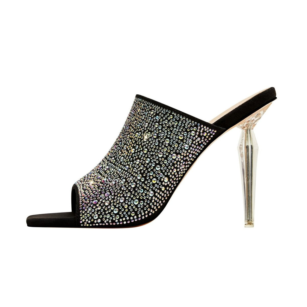 Sparkly Black Stiletto Mules